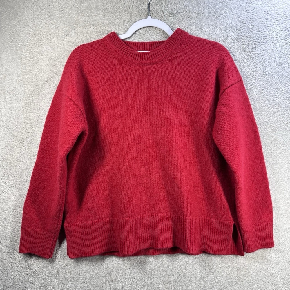 Zara Women's 100% Wool Sweater Size M Bright Red Thick Heavy Capsule